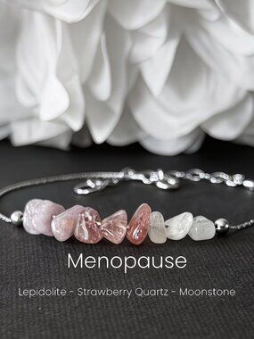 Menopause Bracelet Hormone Balancing Raw Strawberry Quart & Moonstone Crystal